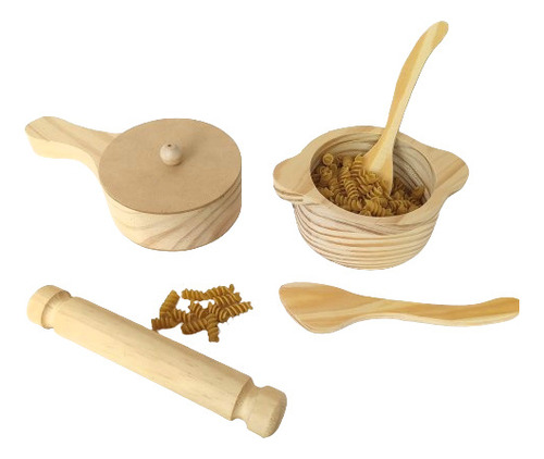 Set De Cocina Olla Sarten Cocinita Infantil Niño Madera