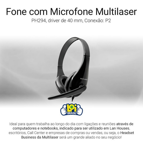 Imagem 4 de 8 de Fone Com Microfone Business Multilaser P2 100w Ph294 Loi