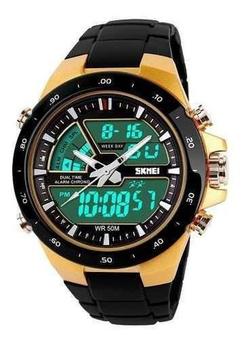 Skmei 1016 Men's Waterproof Analog + Digital Watch - Black