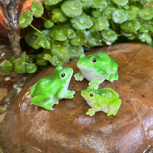 3pcs Rana Figuras En Miniatura Estatuas De Jardín
