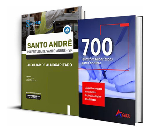 Kit Santo André Sp Auxiliar De Almoxarifado + 700 Questões, De Professores Especializados. Editora Solução Concursos, Capa Mole, Edição Oficial Em Português, 2023