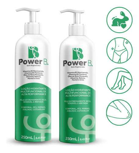  Kit 2 Locao Hidratante Corporal Anti Ressecamento Power B