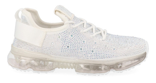 Tenis Urbano Trender Blanco Y Aplicaciones Brillo Para Mujer