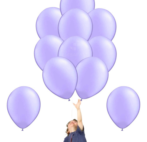 Balão Bexiga Liso N°16 Grande Decoração Festa C/ 10 Un Cores Cor Lilás