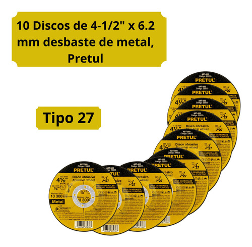 Combo Amoladora Esmeril. 4 1/2 , 700w, 10 Discos De Desbaste