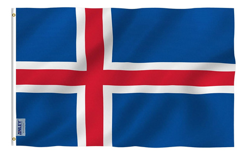 Bandera De Islandia De Anley, 6 X 3/8, Doble Costura