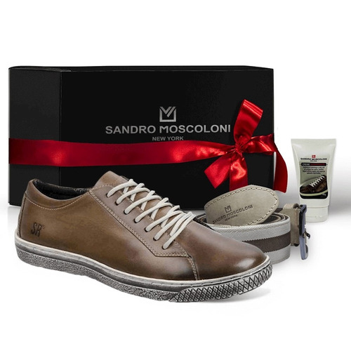 Kit Sapatênis Masculino Sandro Moscoloni New Street Marrom