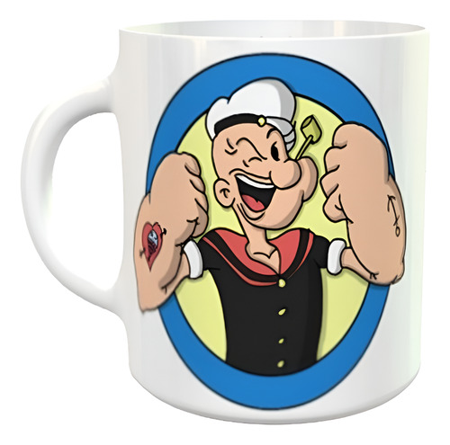 Taza Cerámica Sublimada Popeye Blanco Popeye D1