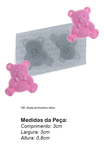 Molde De Silicone 726 - Dupla De Ursinhos Jillian - Animais