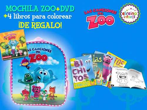 Mochila Las Canciones Del Zoo Original + 4 Libros De Regalo!