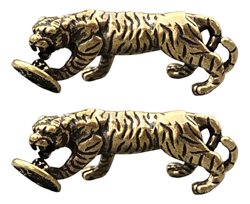 Figuras Feng Shui Lucky Tiger De Latón Con Forma De Coche, 2