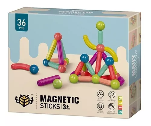 Set de construcción de varillas y bolas magnéticas para niños de 12