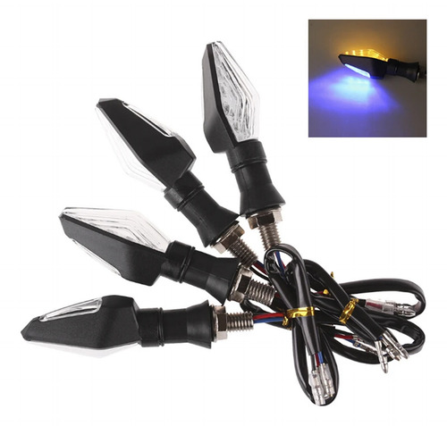 4pz Direccionales Led Moto Bicolor Secuencial Alto Brillo D1