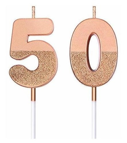 Bbto 50th Birthday Candles Glitter Cake Numeral Candles Deco