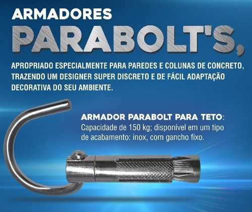 Imagem 2 de 5 de Gancho Para Rede Cadeira Balanço Teto Reforçado Inox