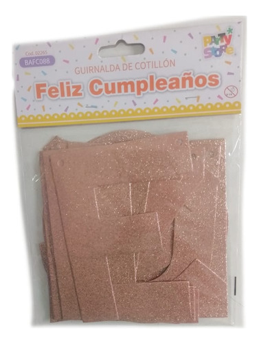 Banner Banderin Guirnalda Feliz Cumpleaños Rosa Gold 220cm