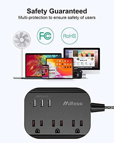 Regleta Con Usb, Regleta De Enchufe Plano Montable Con 3