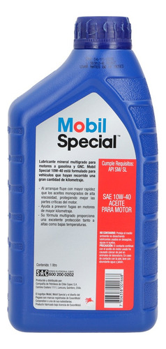 Aceite De Motor Mobil Special Mineral 10w40 1l