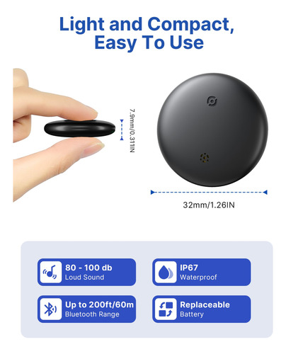 Localizador Bluetooth Air Tag Android 4 Pack Tracker Tags Black*2+white*2