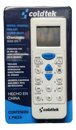Control Remoto Universal P/ Minisplit Gree # 0002, 0012
