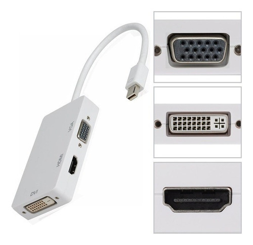Adaptador Mini Dp Display Port A Vga Dvi Hdmi 20cms