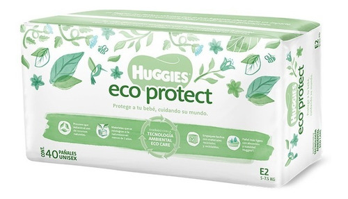 Pañal Huggies Eco Protect Etapa 2 Unisex 40 Piezas