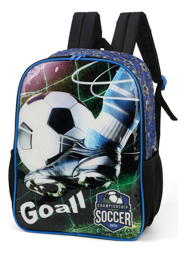 Mochila Grande Costas Escolar Championship Soccer Goal Preto