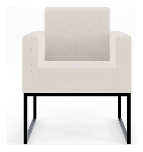 Sillón decorativo de recepción con base fija, diseño Helô, lino crudo, tela lisa, kit 2