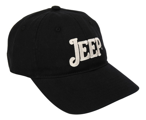 Jeep Vintage Script Logo Heavy Chino Twill Hat - Negro