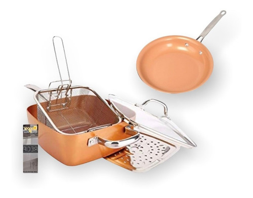 Combo Sarten Red Copper Chef, X Pan Cobre Antiadherente 5 Pz