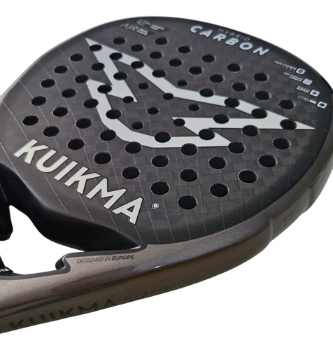 Paleta De Pádel Kuikma Hybrid Carbon. Carbono 12k, Black Eva Gris Oscuro