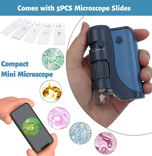 Microscopio Infantil Portátil 60x-120x Led Monocular