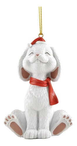 Figura De Adorno Navideno De Conejo Blanco Caprichoso, Colec