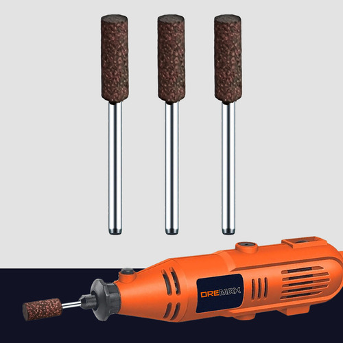 Kit 3 Ponta Montada 6mm Borracha Abrasiva Haste 3mm Retífica