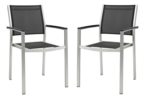 Modway Shore De Aluminio Con Dos Sillones De Comedor Para Pa