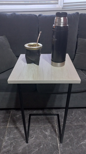 Imagen 2 de 5 de Mesa Arrime Auxiliar Sillón Hierro Madera