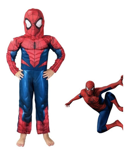 Disfraz Spiderman Hombre Araña Rojo Musculos Disney Original