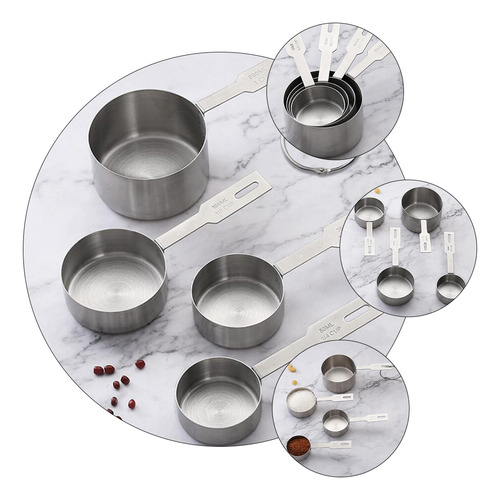 Taza Medidora De Acero Inoxidable, 4 Unidades, Báscula, Taza