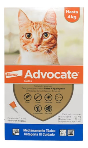 Antipulgas Advocate Gatos Hasta 4 Kg 3 Pipetas