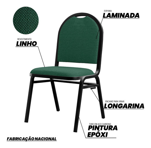 Cadeira Hoteleira Auditório Empilhável Linho M23 Verde