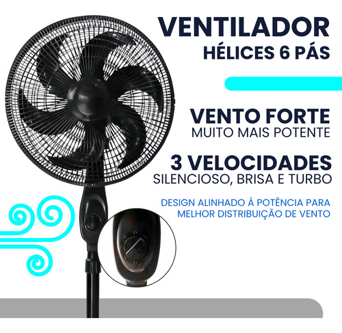 Ventilador Silencioso De Coluna Piso Ajustável Eco Turbo