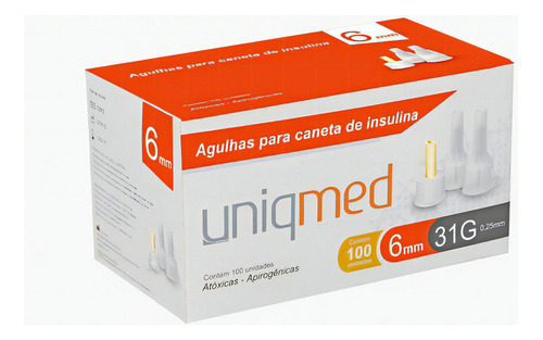 Kit 400un Agulha Caneta Insulina 6mm 31g Uniqmed
