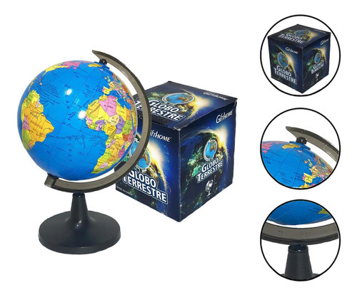 Globo Terrestre Giratório De Mesa Mapa Mundi Escolar 23 Cm