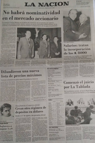 La Nacion 21/7/1989 Menem En La Bolsa De Comercio,detalle