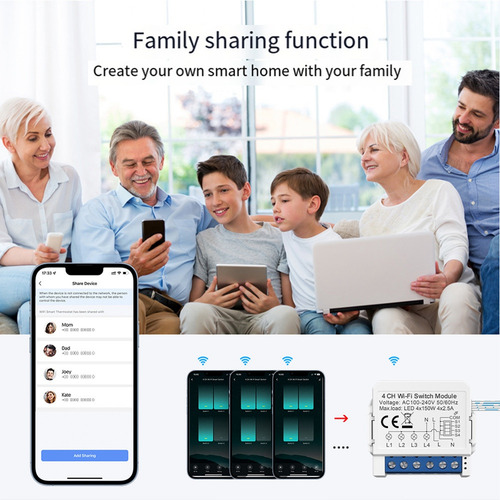Disyuntor Tuya Smart Wifi Con Control De Luz De 4 Vías Cont-