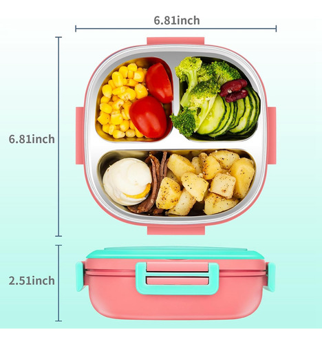 Caja Bento Infantil De Acero Inoxidable, A Prueba De Fugas,