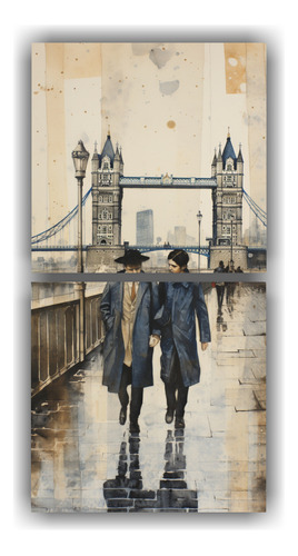 160x80cm Paseo En Pareja Sobre El Puente De Londres En Cuadr