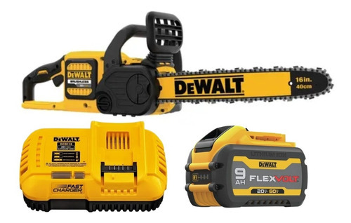 Motoserra Elétrica Bateria 60v 9ah Dewalt Dccs670b Brushless Cor Amarelo E Preto 110v