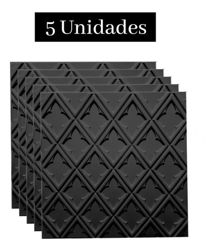 5 Placas De Parede Pvc 3d Revestimento Alto Relevo Cor Preto