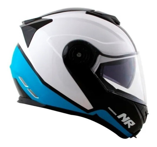 Capacete para moto  escamoteável Norisk  FF345 Route  blue e white chance tamanho PP 